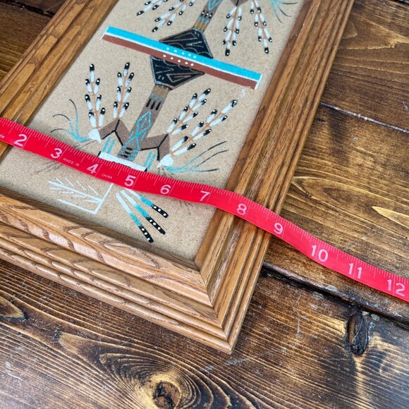 Handcrafted Native American Navajo Sand Art Signed Shorty Framed Spiritual Art - Picture 8 of 9